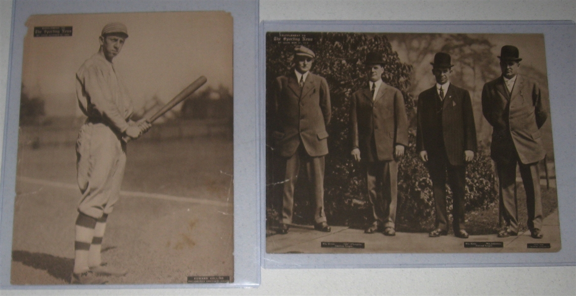 1909-1914 M101-2 Umpires & Eddie Collins, Sporting News, Lot of (2)