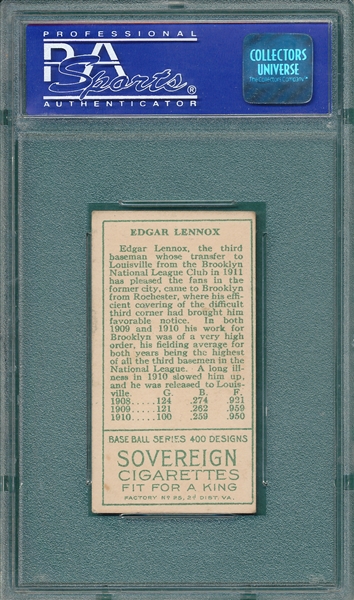 1911 T205 Lennox Sovereign Cigarettes PSA 5