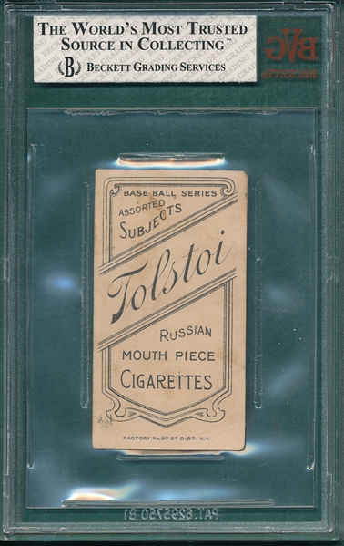 1909-1911 T206 Jennings, Hands in Air, Tolstoi Cigarette BVG 2