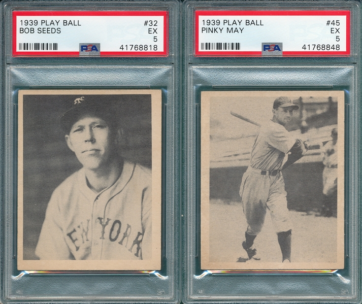 1939 Play Ball #32 Seeds & #45 May, Lot of (2), PSA 5 