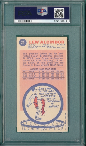 1969 Topps BSKT #25 Lew Alcindor PSA 5 *Rookie*
