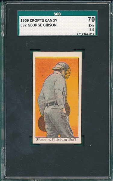 1909 E92 George Gibson Croft's Candy SGC 70 *Highest Graded*