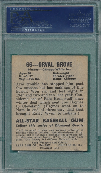 1948 Leaf #66 Orval Grove PSA 5 *SP*