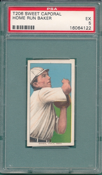 1909-1911 T206 Home Run Baker, Sweet Caporal Cigarettes PSA 5 *Rookie*