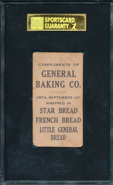 1914 D303 Rebel Oakes General Baking Co., SGC 20 *Federal League* *Only Four Graded* 