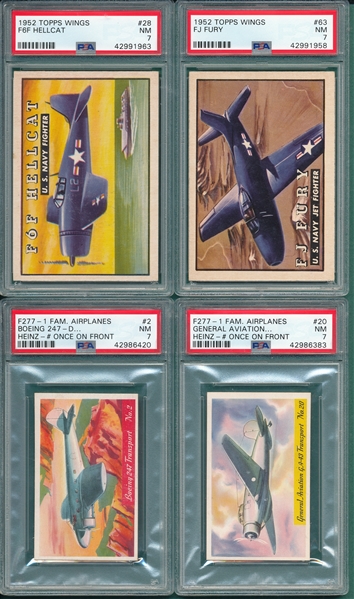 1952 Topps Wings & F277-1 Airplanes Lot of (12) PSA