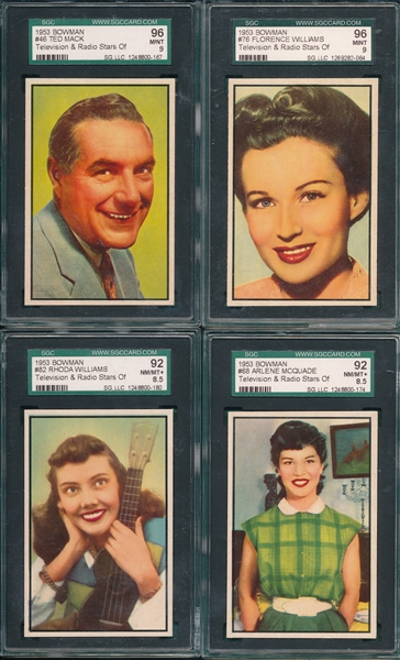 1953 Bowman Television & Radio Stars of NBC, High Grade Lot of (6) W/ #46 Ted Mack SGC 96 *MINT*