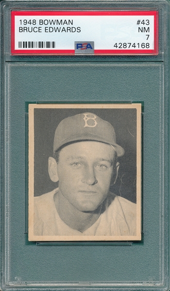 1948 Bowman #43 Bruce Edwards PSA 7 