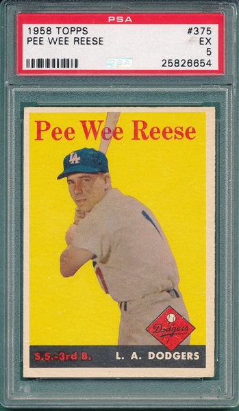 1958 Topps #310 Banks PSA 4 & #375 Pee Wee Reese PSA 5, Lot of (2)
