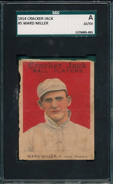 1914 Cracker Jack #5 Ward Miller SGC Authentic *Federal League*