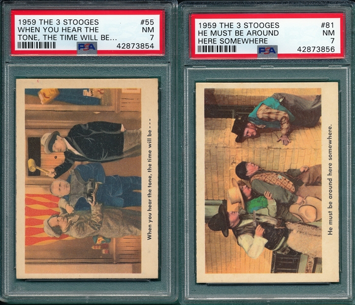 1959 The 3 Stooges #55 & #81, Lot of (2), PSA 7
