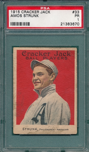 1915 Cracker Jack #33 Amos Strunk PSA 1