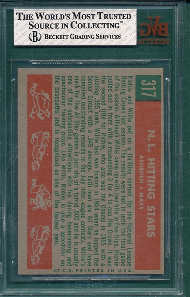 1959 Topps #317 NL Hitting Kings W/ Ashburn & Mays BVG 6.5