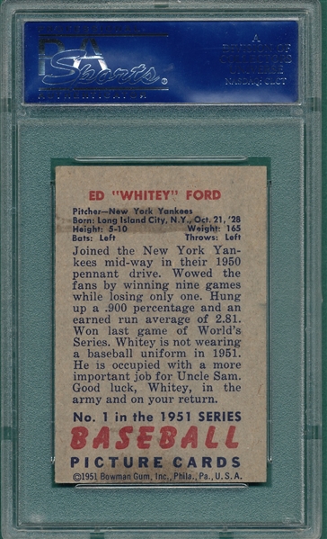 1951 Bowman #1 Whitey Ford PSA 5 (MC) 