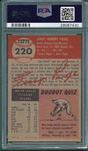1953 Topps #220 Satchell Paige PSA 6