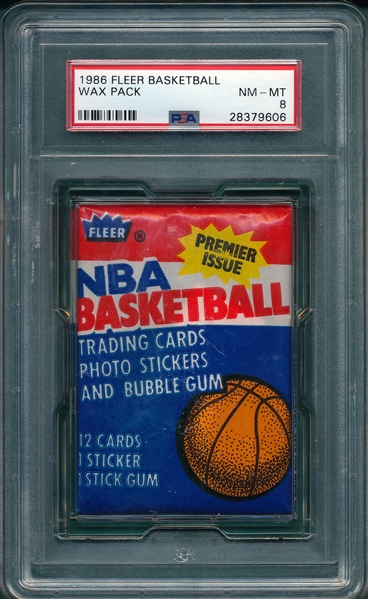 1986 Fleer Basketball Unopened Pack PSA 8