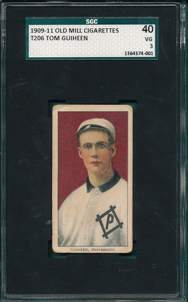 1909-1911 T206 Guiheen Old Mill Cigarettes SGC 40 *Southern Leaguer*