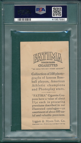 1914 T222 Grover Alexander Fatima Cigarettes PSA 1