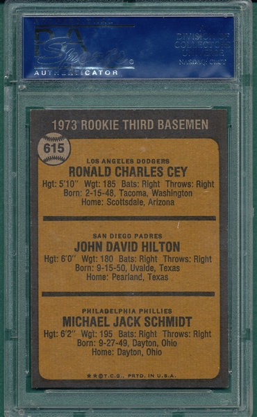 1973 Topps #615 Mike Schmidt PSA 8 *Rookie*