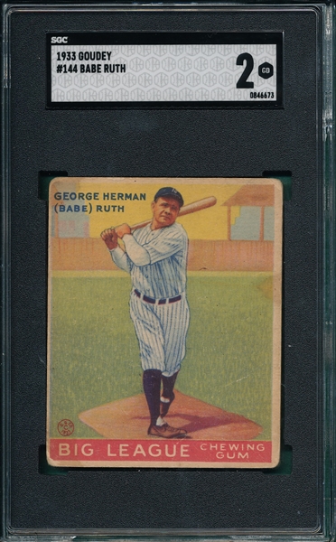 1933 Goudey #144 Babe Ruth SGC 2