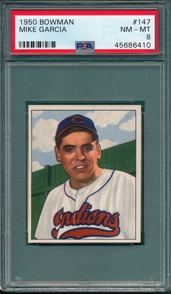 1950 Bowman #147 Mike Garcia PSA 8