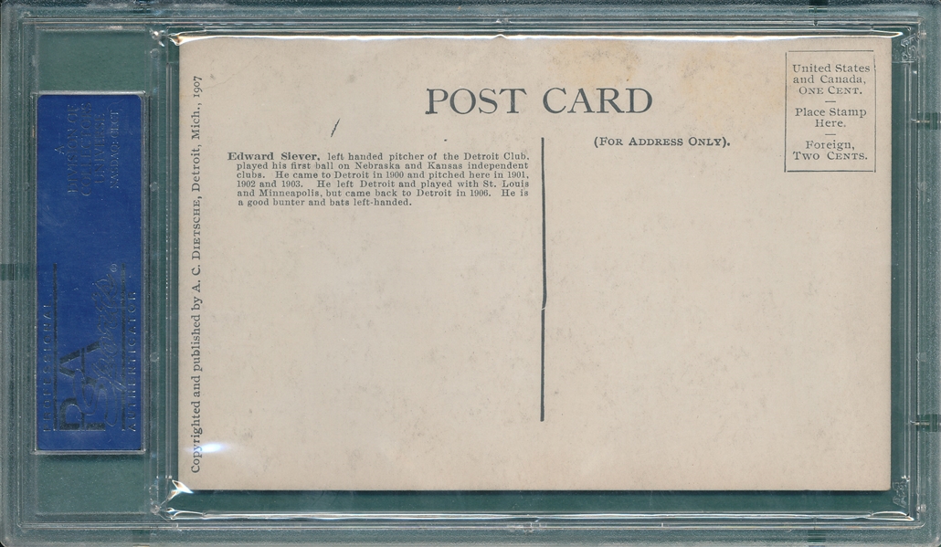 1907 Dietsche Post Cards, Sievers, Tigers, PSA 4