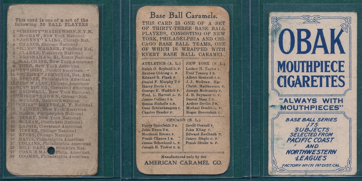 1909-10 E91-A, T212-2 & E98, Lot of (3) Catchers