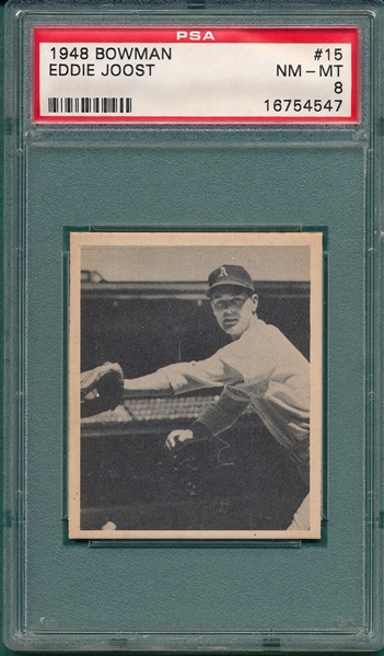 1948 Bowman #15 Eddie Joost PSA 8