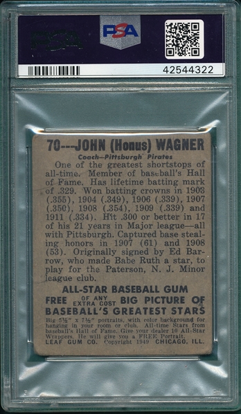 1948 Leaf #70 Honus Wagner PSA 1