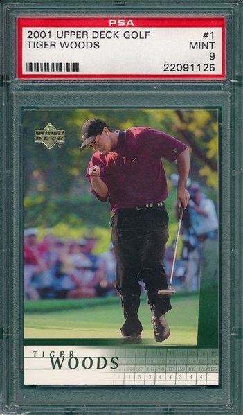 2001 Upper Deck Golf, #1 Tiger Woods, PSA 9 *MINT*