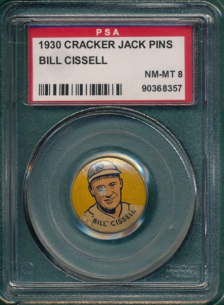 1930 Cracker Jack Pins Cissell PSA 8
