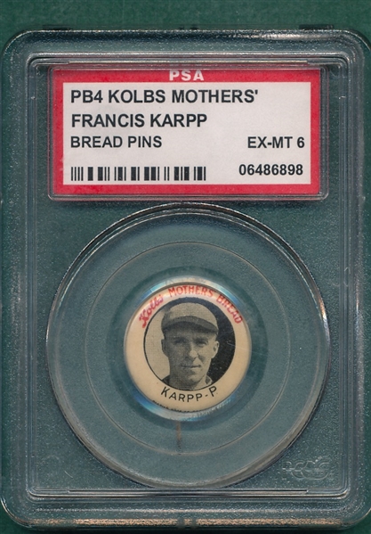 1922 PB4 Francis Karpp Kolbs Mothers Bread Pins PSA 6