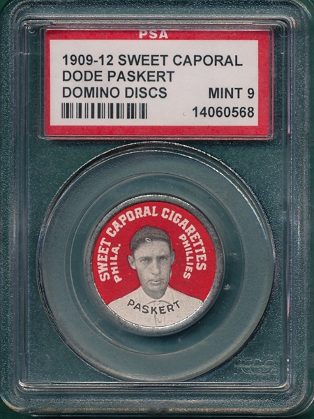 1909 PX7 Dode Paskert, Domino Discs, Sweet Caporal Cigarettes PSA 9 *MINT*
