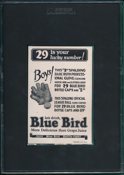 1933 Blue Bird, Babe Ruth, Front View, SGC 5