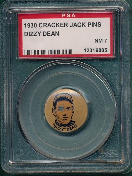 1930 Cracker Jack Pins Dizzy Dean PSA 7