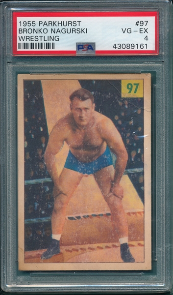 1955 Parkhurst #97 Bronko Nagruski, Wresting, PSA 4