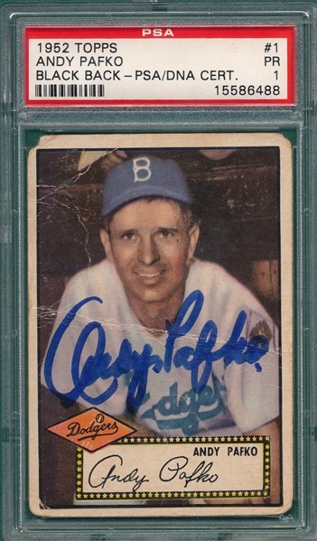 1952 Topps #1 Andy Pafko, Signed, PSA/DNA Certified 