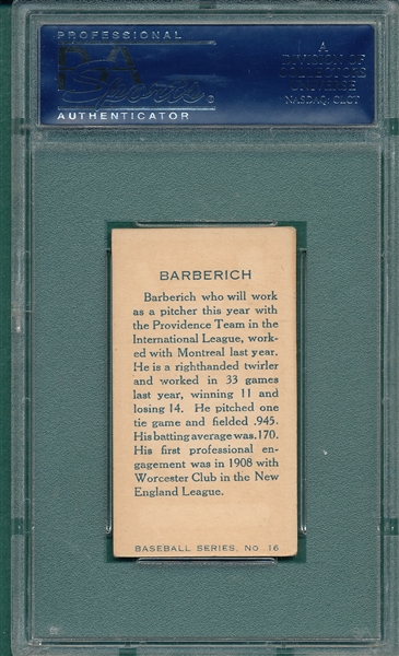 1912 C-46 #16 Barberich Imperial Tobacco PSA 4