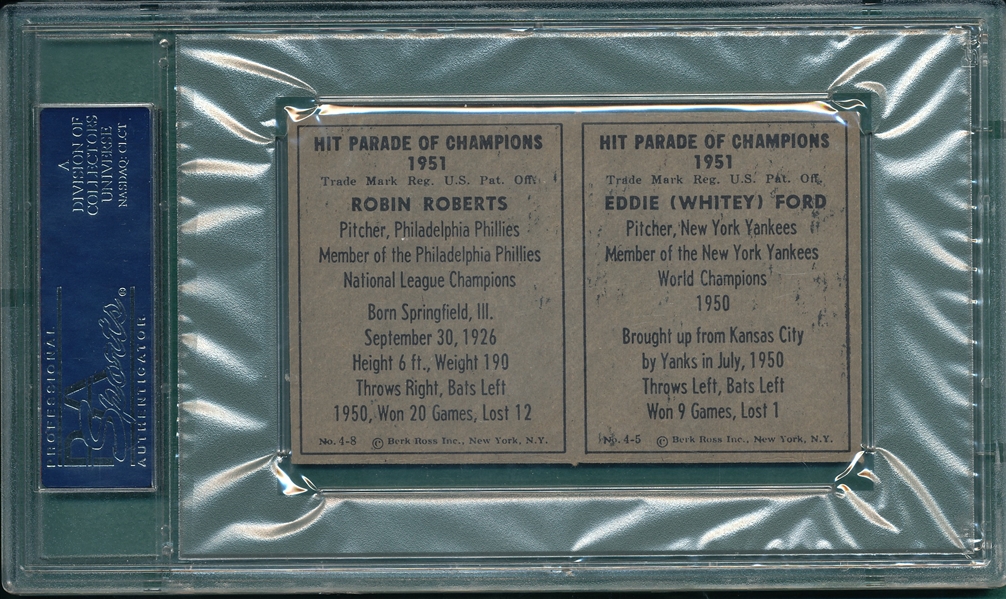 1951 Beck Ross Panel 4-5 Ford & 4-8 Roberts PSA 7 *Rookie*
