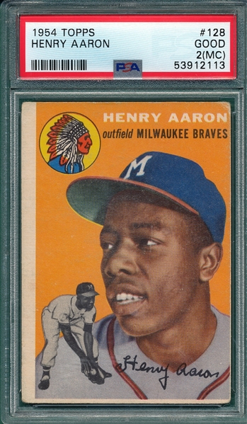 1954 Topps #128 Henry Aaron PSA 2 (MC)