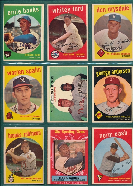 1959 Topps Baseball Near Set (549/572) W/ Mantle SGC 5