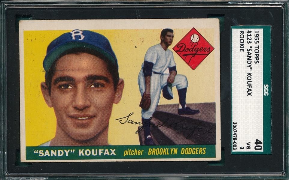 1955 Topps #123 Sandy Koufax SGC 40 *Rookie*