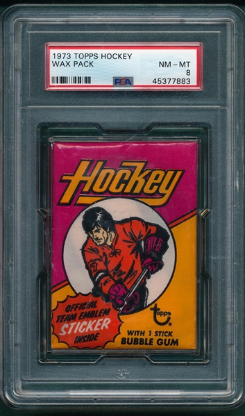 1973 Topps Hockey Unopened Pack PSA 8