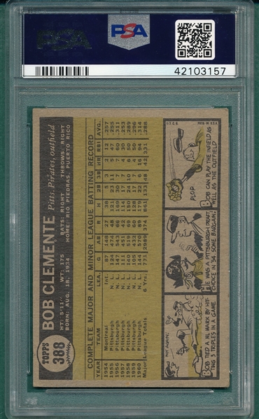 1961 Topps #388 Bob Clemente PSA 4