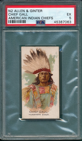 1888 N2 Chief Gall, Indian Chiefs, Allen & Ginter Cigarettes PSA 5