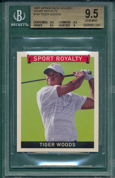 2007 Upper Deck Goudey #TW Tiger Woods, Sport Royalty, BVG 9.5 *GEM MINT*