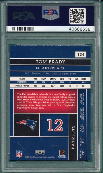 2002 Playoff Absolute Memorabilia #134 Tom Brady PSA 9 *MINT*
