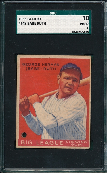 1933 Goudey #149 Babe Ruth SGC 10