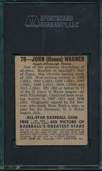 1948 Leaf #70 Honus Wagner SGC 2