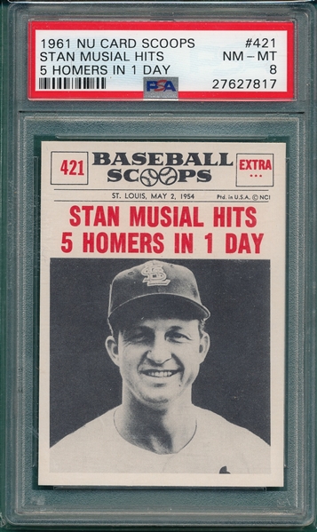 1961 Nu Card Scoops, #421 Musial, PSA 8